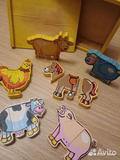 Деревянные магнитные пазлы игрушки