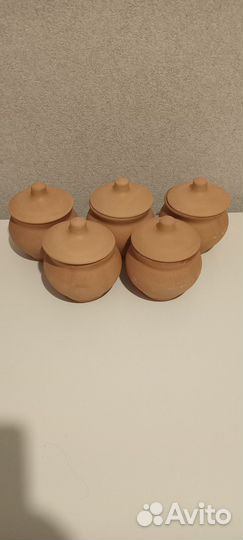 Горшочки глиняные для запекания, набор 5 шт