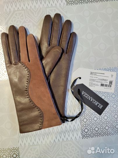 Перчатки женские кожаные Eleganzza размер 6.5