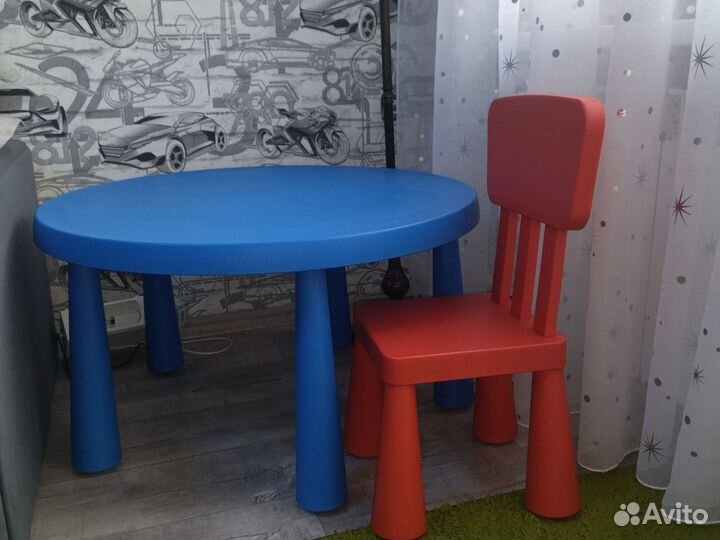 Детский стол и стул IKEA маммут