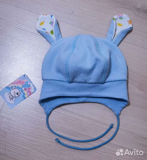 Шапка детская на завязках, хлопок раз 52