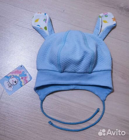 Шапка детская на завязках, хлопок раз 52