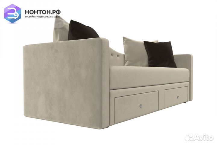 Детский прямой диван Дориан микровельвет бежевый