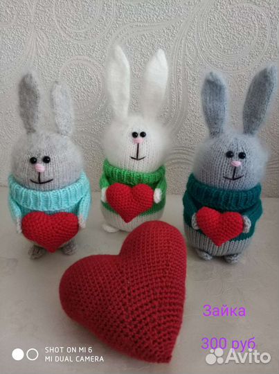 Вязанные игрушки заяц. Символ 2023 года В наличии