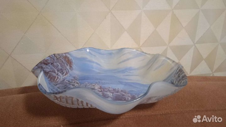 Салатник цветное стекло с рисунком