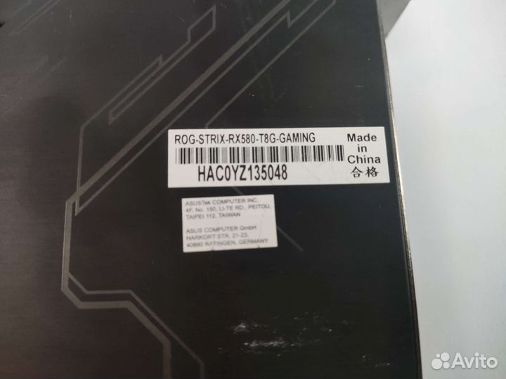 Видеокарта asus rog strix RX 580 8gb