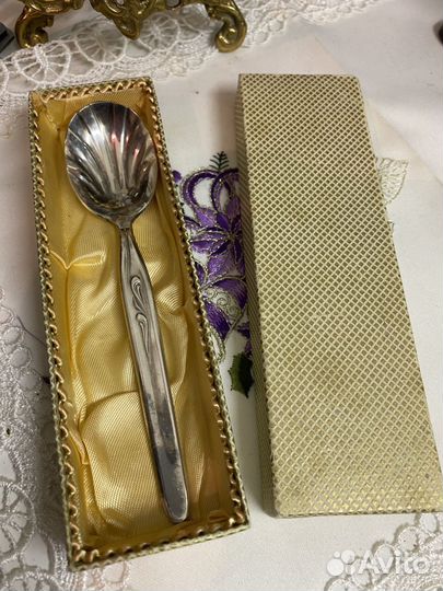 Ложка -ракушка, серебрение, винтаж, Германия