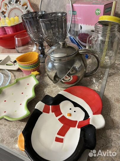 Посуда бокалы чайник банки тарелки цена за все