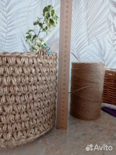 Кашпо для цветов из джута