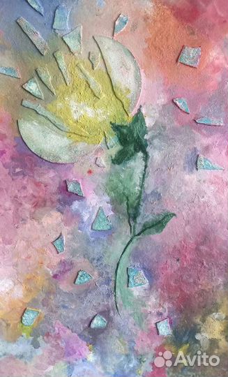 Картина (Панно) 60 х 40 см Цветок В раме Хэндмейд