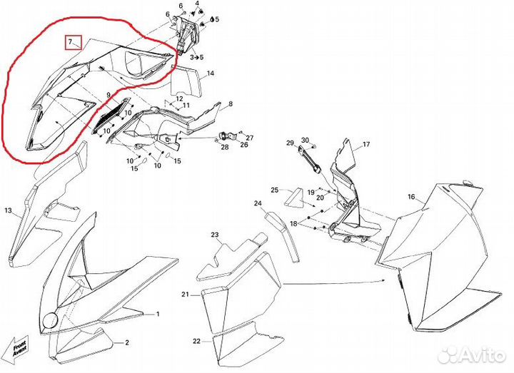 Правая боковая белая панель Ski-Doo 517304422