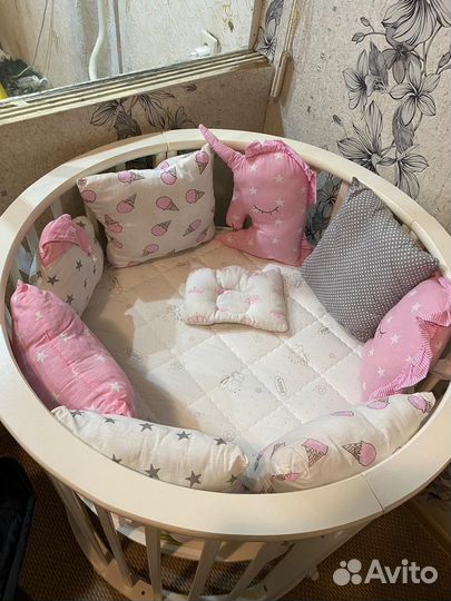 Детская кроватка трансформер круглая