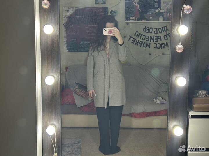 Пальто серое женское размер S
