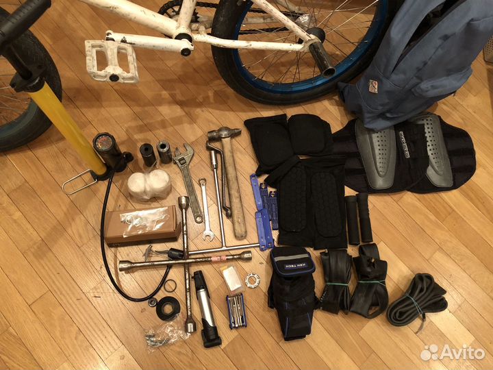 Bmx кастом + запчасти + защита + инструменты