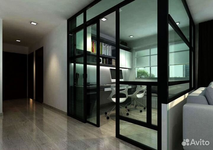 Раздвижные стеклянные перегородки