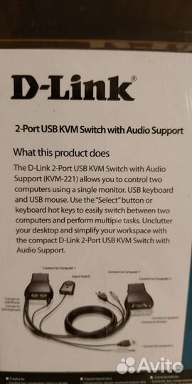 KVM-переключатель DLink KVM-221/RU (VGA/USB/аудио)