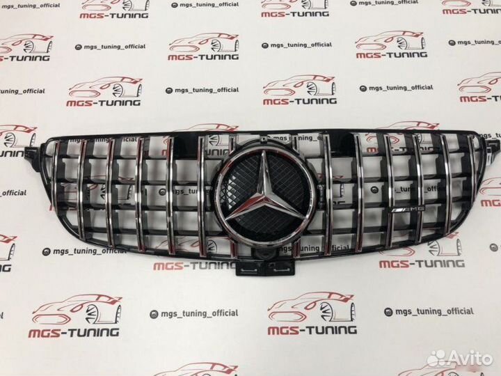 Решетка Mercedes GLE w166 GT style хром + AMG лого