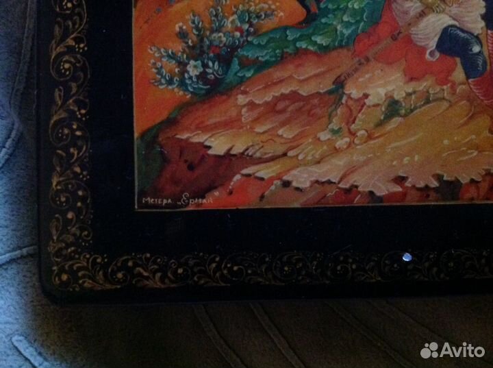 Шкатулка, лаковая миниатюра Мстёра Ермак винтаж сс