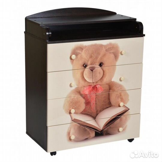 Комод Антел Мишка пеленальный 800/4 мдф (4 ящика)