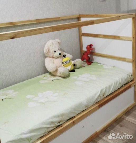 Кровать-чердак Икеа Кюра двухьярусная с матрасом