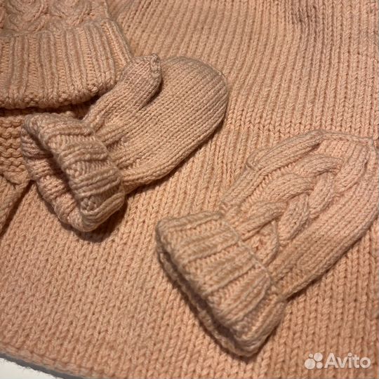 Шапка снуд варежки новые