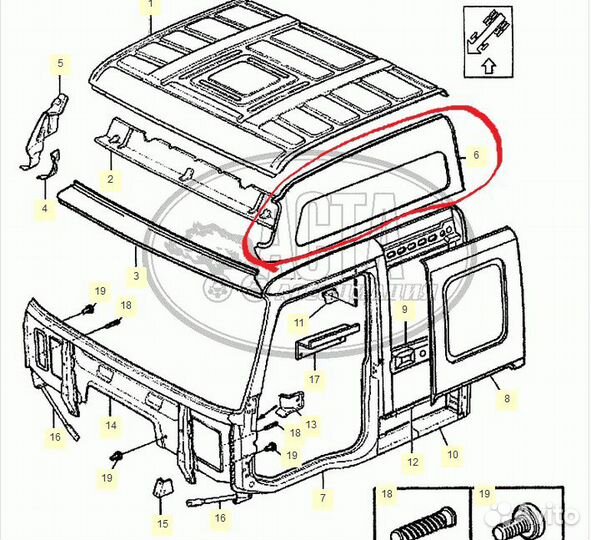 Панель крыши боковая, правая Volvo 3090708