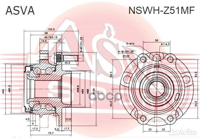 Ступица колеса с ABS 3,5 перед прав/лев