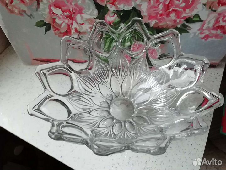 Ваза для фруктов, конфет, богемское стекло