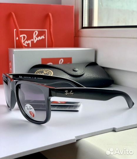 Очки ray ban justin polaroid черные глянцевые