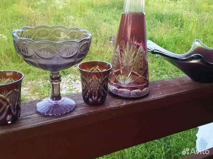 Ваза murano и красный графин фужеры лзхс