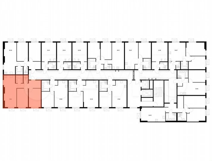 2-к. квартира, 56,4 м², 9/9 эт.