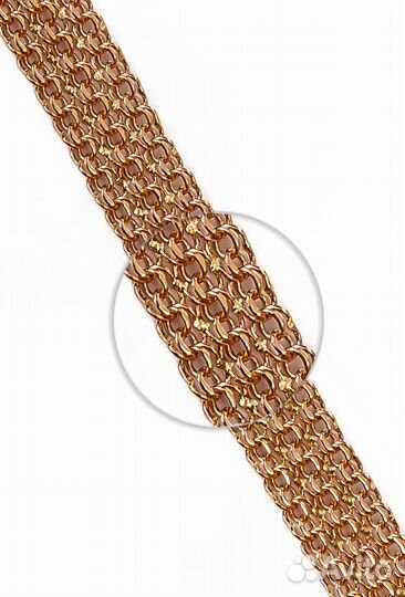 Золотой браслет Тройной бисмарк, полновесный, замок коробочка, длина 19 см, вес 7,80г*