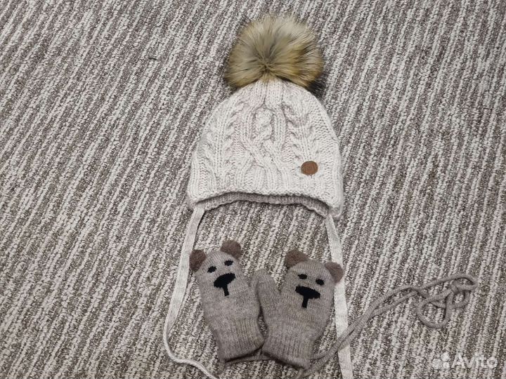 Комплект шапка, варежки