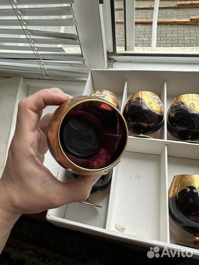 Бокалы cobalt лепка Чехия