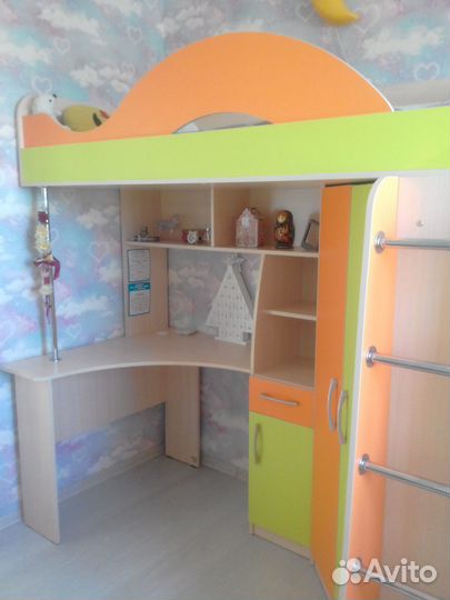 Крлвать чердак детская+матрас