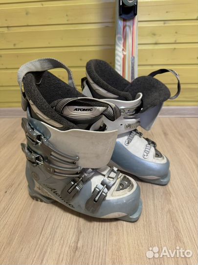 Горные лыжи 166 atomic с ботинками 39