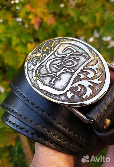 Мужской кожаный ремень ручной работы