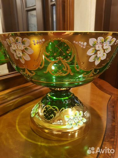 Ваза Фруктовница. Смальта. Лепка. Богемия Bohemia