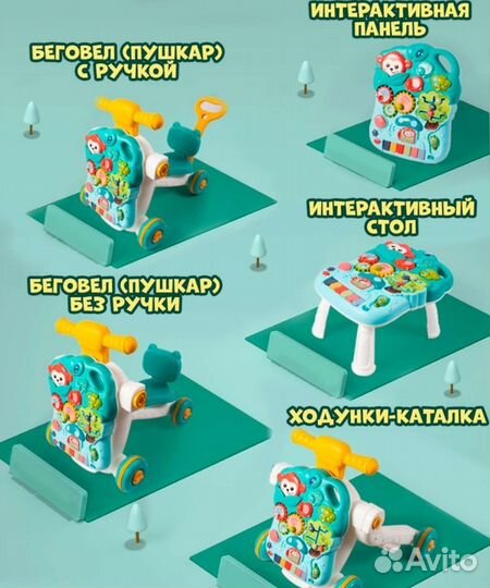 Интерактивные ходунки, бизиборд, каталка 5 в 1