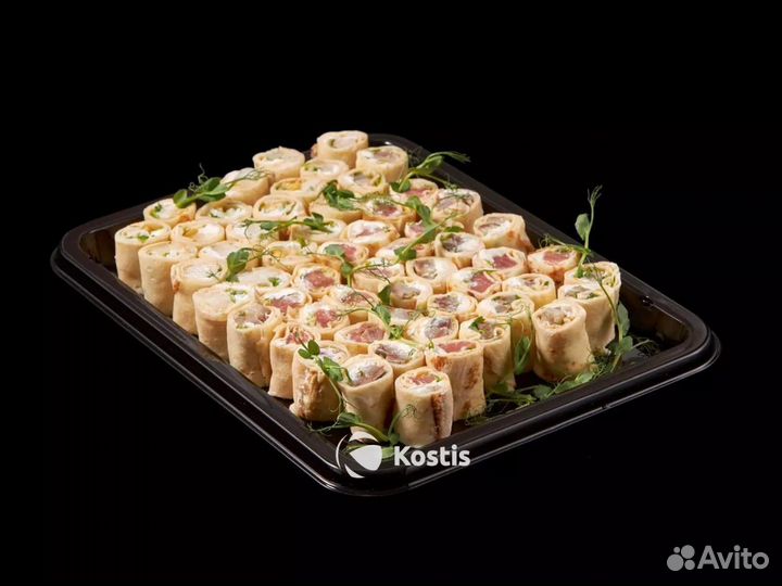 Блины, блинные рулетики для праздника, кейтеринг