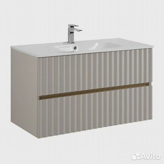 Тумба под раковину 100 LED светло-серый матовый A