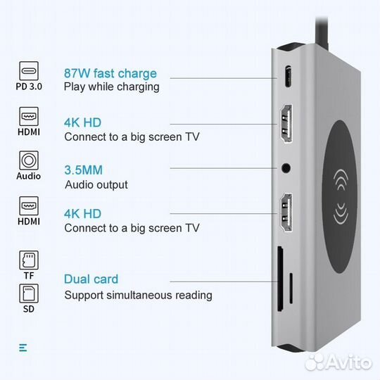 USB Хаб type-c на MacBook 14в1 bronka