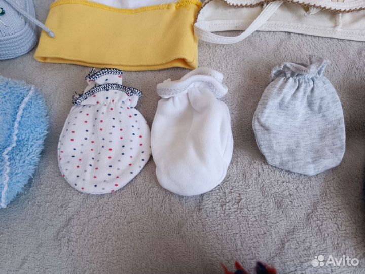 Шапка шлем чепчик пинетки носки царапки