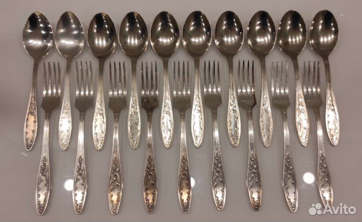 Ложки вилки столовые мельхиор Пламя Кольчугино