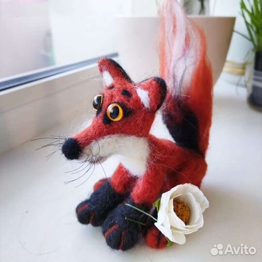 Игрушка Лис из шерсти, ручная работа