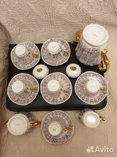 Кофейный костяной фарфоровый сервиз (Япония)