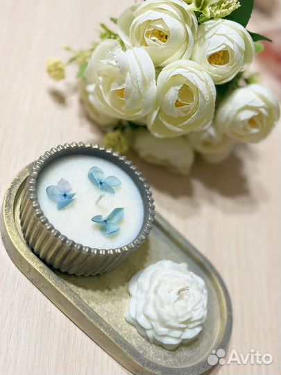 Набор из свечи И подноса из гипса