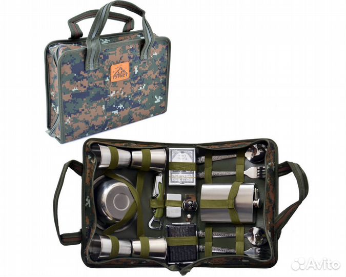 Туристический набор 16в1 в камуфляжном кейсе