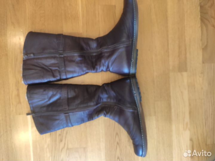 Сапоги зимние 39 коричневые кожа