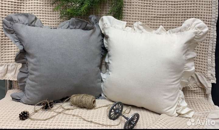 Наволочка полульняная с рюшами 45 на 45